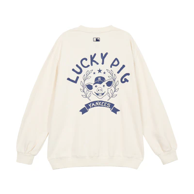 MLB Lucky Pig Logo Crewneck Sweatshirt Unisex Off-White Long Sleeve 31MTC6941-50I