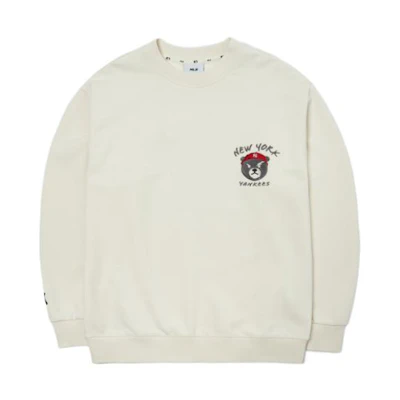 MLB Mega Bear FW22 Embroidered Crewneck Sweatshirt Unisex Off-White Loose Fit 3AMTE0124-50CRS