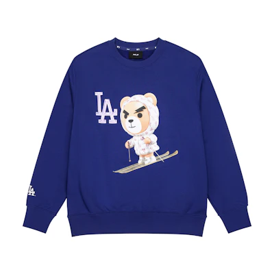 MLB Mega Bear LA Dodgers Oversized Logo Crewneck Sweatshirt Blue Unisex 23FW 3AMTE0236-07RBS