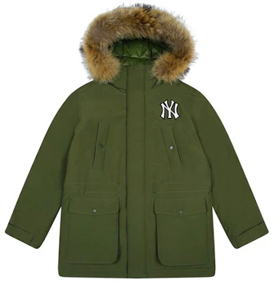 MLB军绿色毛领羽绒中长款冬季男女同款外套 31DJCH061 Buy MLB军绿色毛领羽绒中长款冬季男女同款外套 31DJCH061