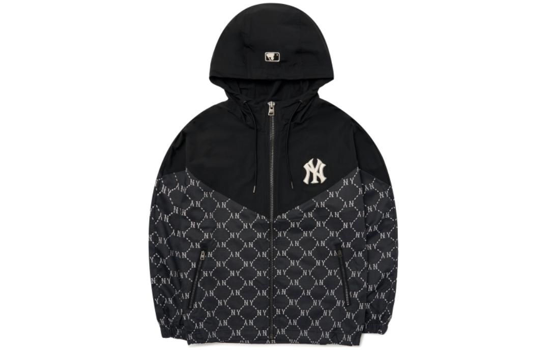 MLB Monogram All-Over Windproof Hooded Jacket Unisex Black - Fall Season. 3AWJM0224-50BKS