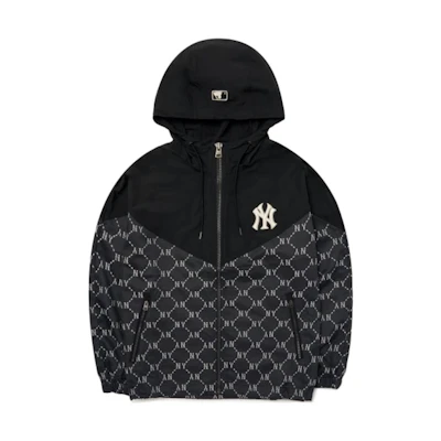MLB Monogram All-Over Windproof Hooded Jacket Unisex Black - Fall Season. 3AWJM0224-50BKS