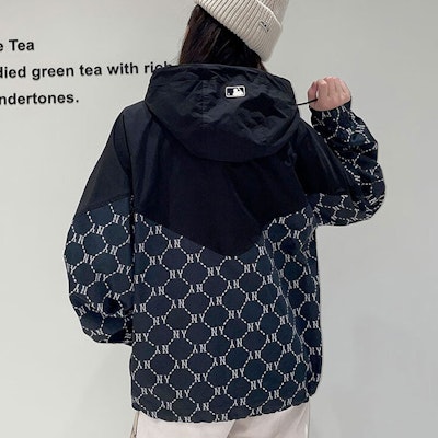 MLB モノグラム総柄防風フードジャケット ユニセックス ブラック - 秋シーズン 3AWJM0224-50BKS Purchase MLB モノグラム総柄防風フードジャケット ユニセックス ブラック - 秋シーズン 3AWJM0224-50BKS