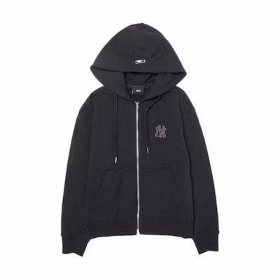 MLB Monogram Big Lux New York Yankees Black Hooded Zip Jacket Casual Wear 3ATRM0544-50BKS
