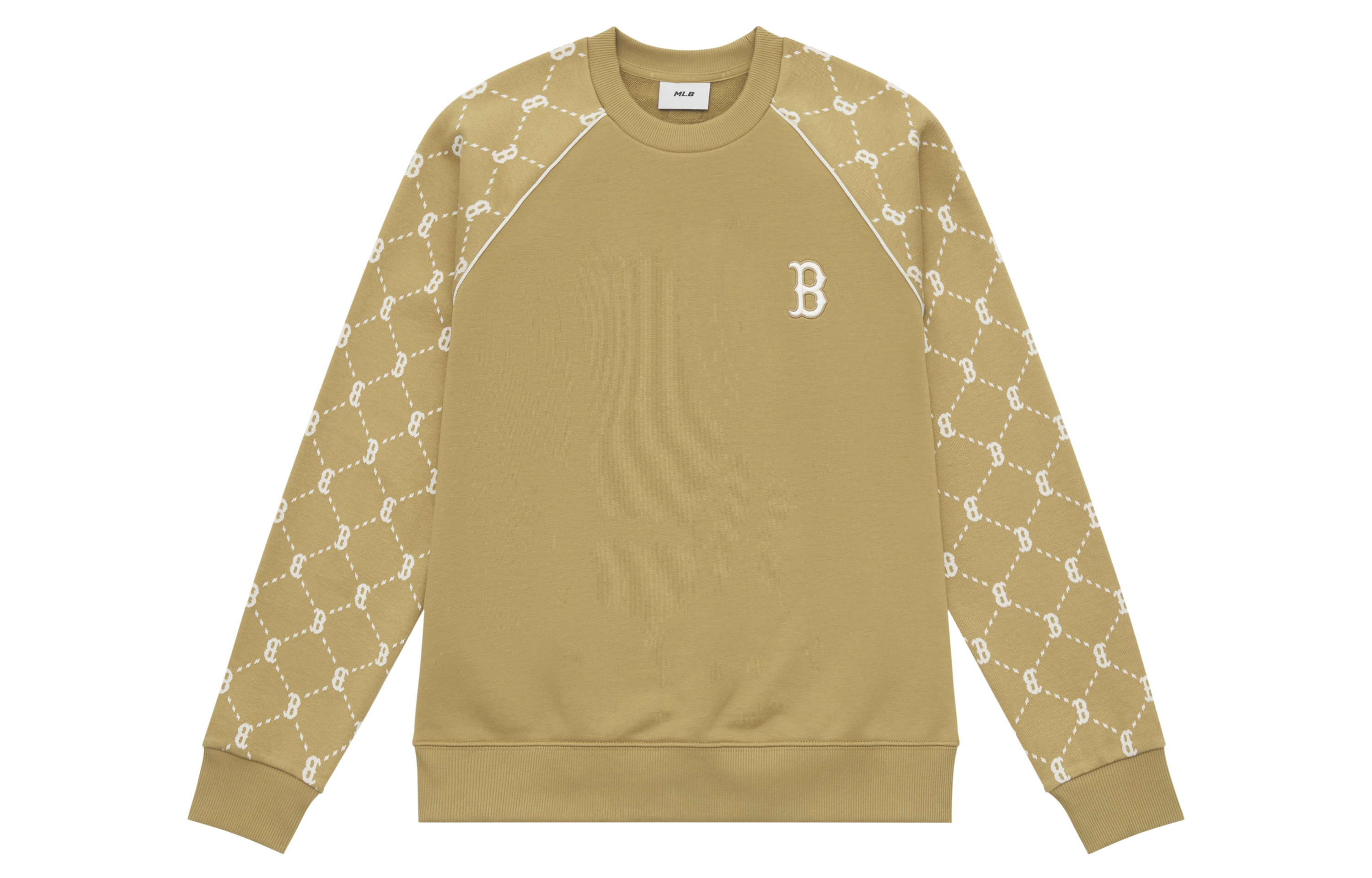 MLB Monogram Boston Red Sox 24FW Diamond Pattern Casual Crewneck Sweatshirt Beige 3AMTM1244-43CAS 圖 2