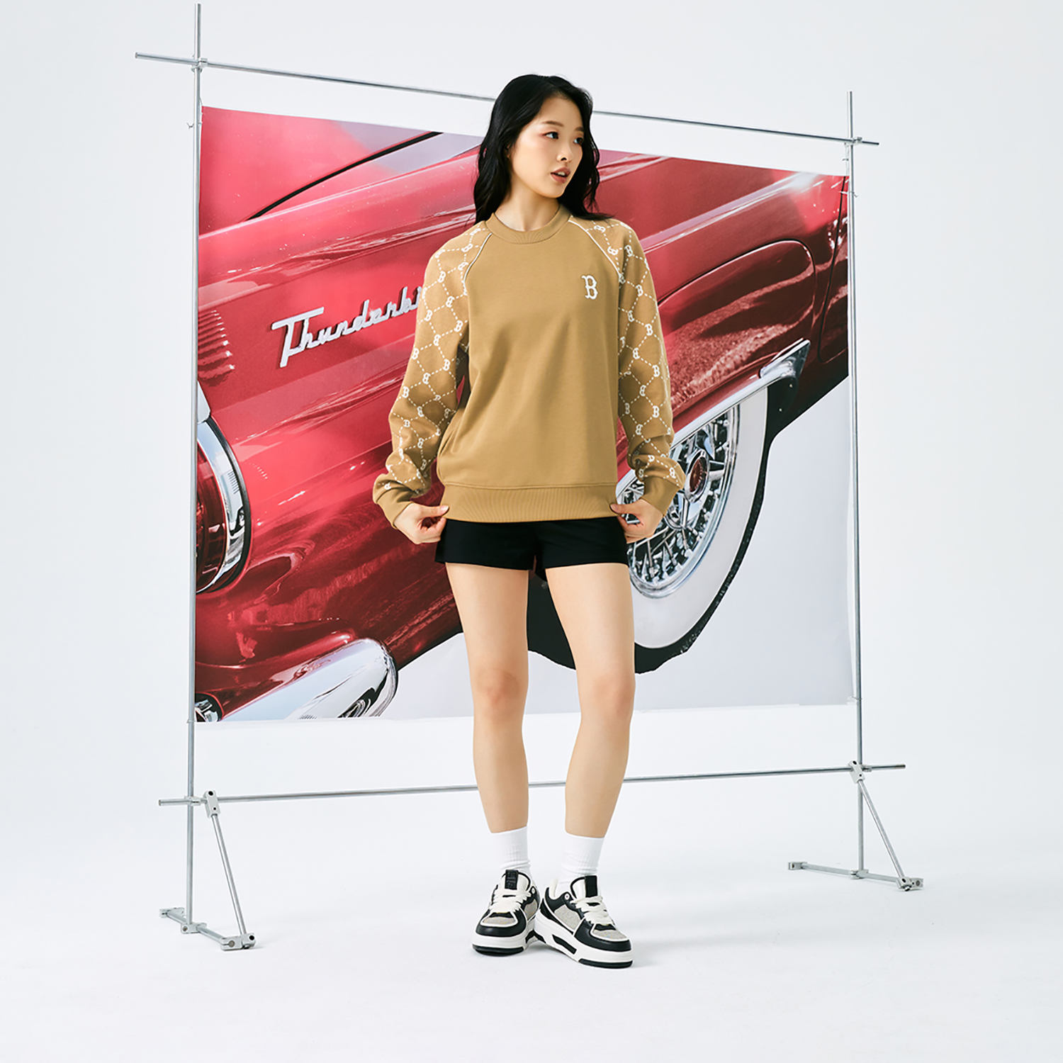 MLB Monogram Boston Red Sox 24FW Diamond Pattern Casual Crewneck Sweatshirt Beige 3AMTM1244-43CAS 圖 7