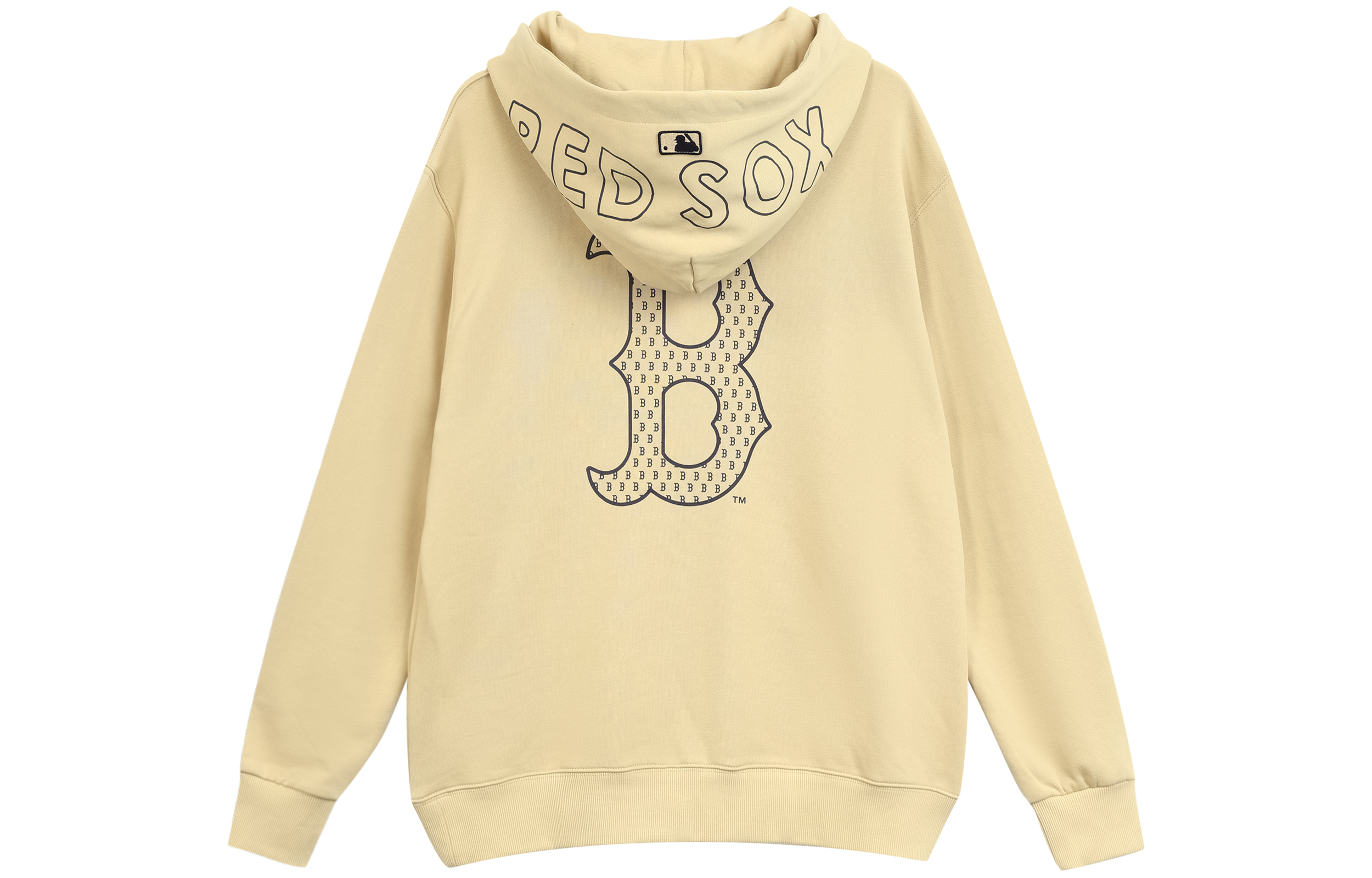 MLB Monogram Boston Red Sox Beige Hoodie Unisex Casual Pullover Sweatshirt 3AHDM0114-43BGS 圖 3