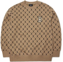 MLB Monogram Boston Red Sox Casual Crewneck Sweatshirt Unisex Brown. 3AMTM0314-43BGD MLB Monogram Boston Red Sox Casual Crewneck Sweatshirt Unisex Brown. 3AMTM0314-43BGD