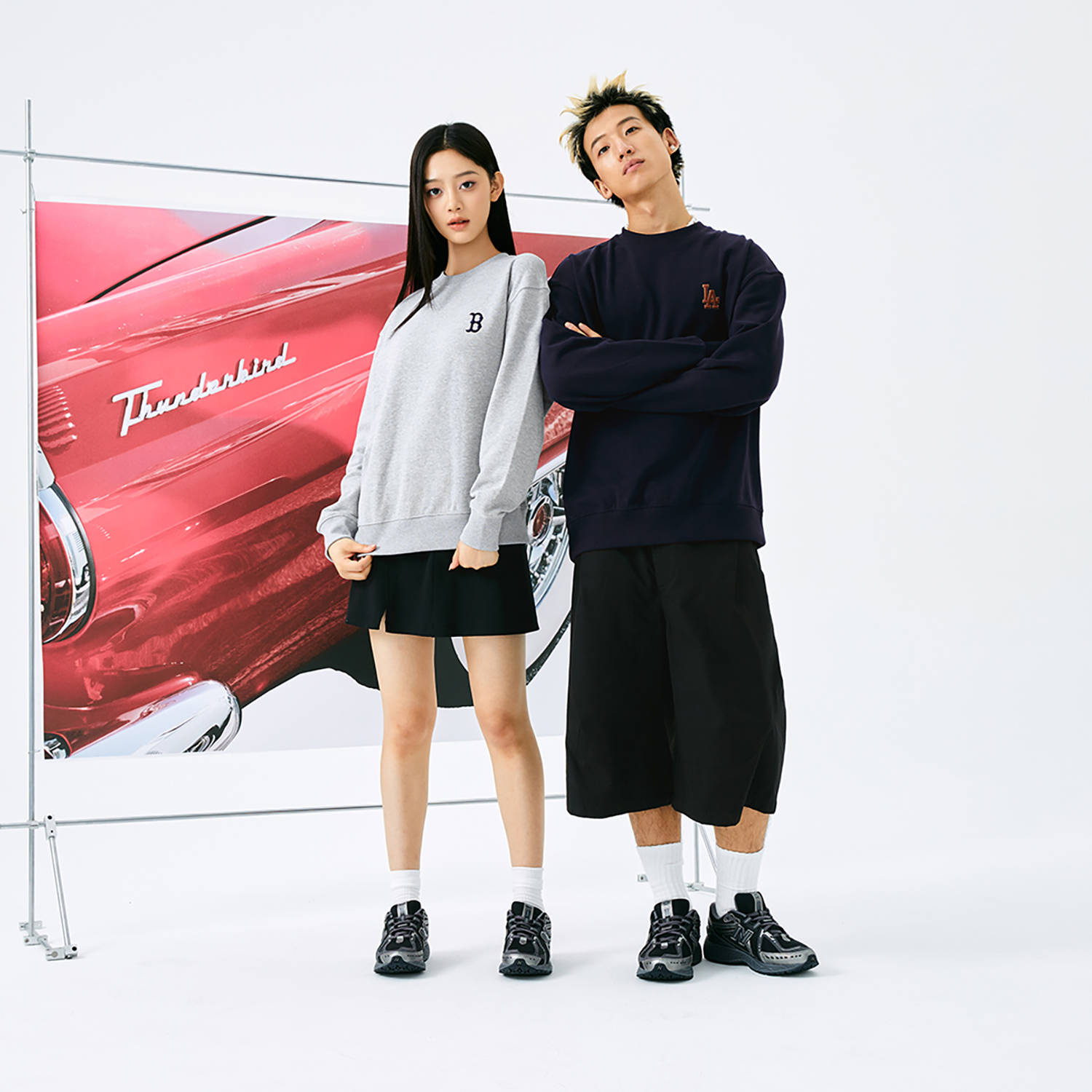 MLB Monogram Boston Red Sox Crewneck Sweatshirt Light Gray Unisex FW24 Casual Wear 3AMTM0444-43MGS 圖 4