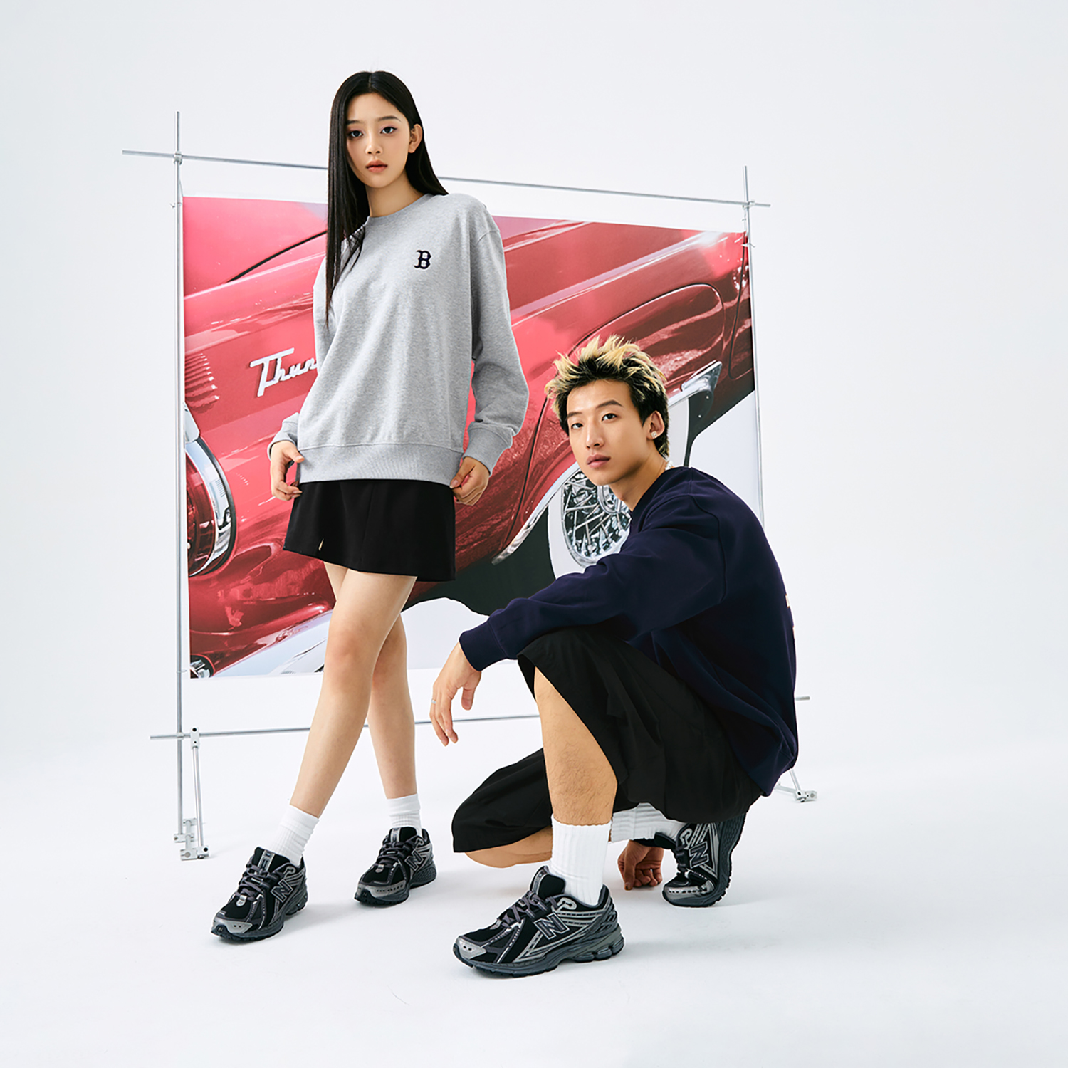 MLB Monogram Boston Red Sox Crewneck Sweatshirt Light Gray Unisex FW24 Casual Wear 3AMTM0444-43MGS 圖 5