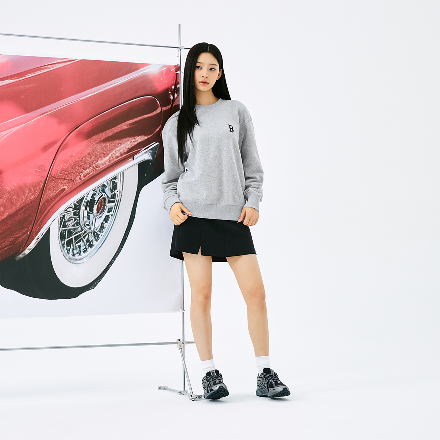 MLB Monogram Boston Red Sox Crewneck Sweatshirt Light Gray Unisex FW24 Casual Wear 3AMTM0444-43MGS 圖 6