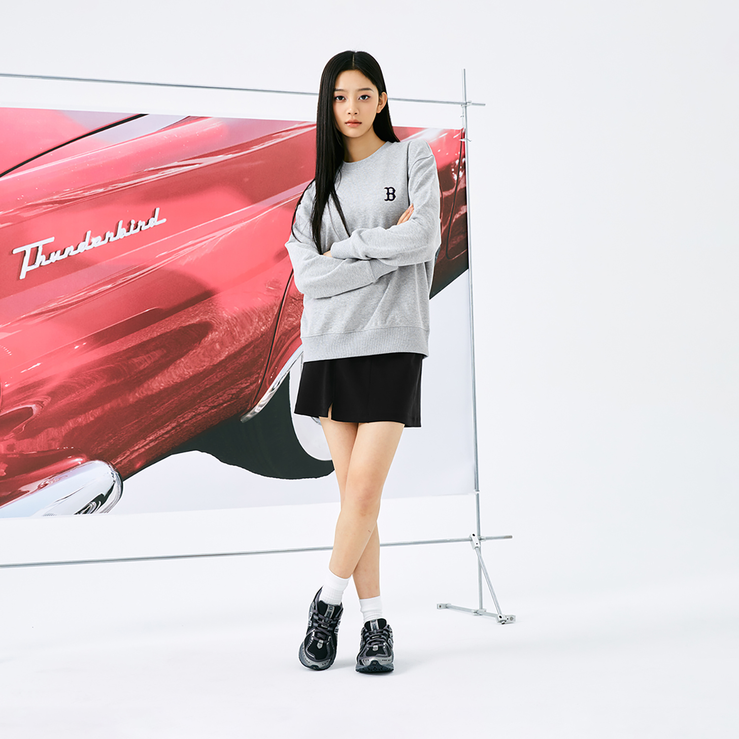 MLB Monogram Boston Red Sox Crewneck Sweatshirt Light Gray Unisex FW24 Casual Wear 3AMTM0444-43MGS 圖 7