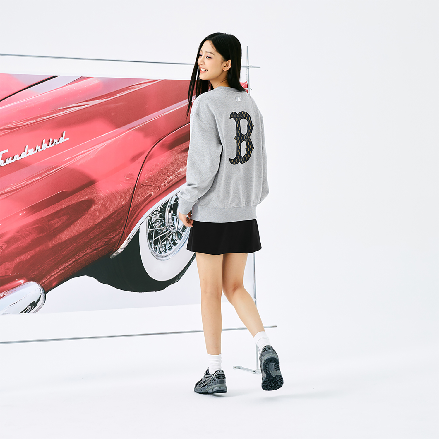 MLB Monogram Boston Red Sox Crewneck Sweatshirt Light Gray Unisex FW24 Casual Wear 3AMTM0444-43MGS 圖 8