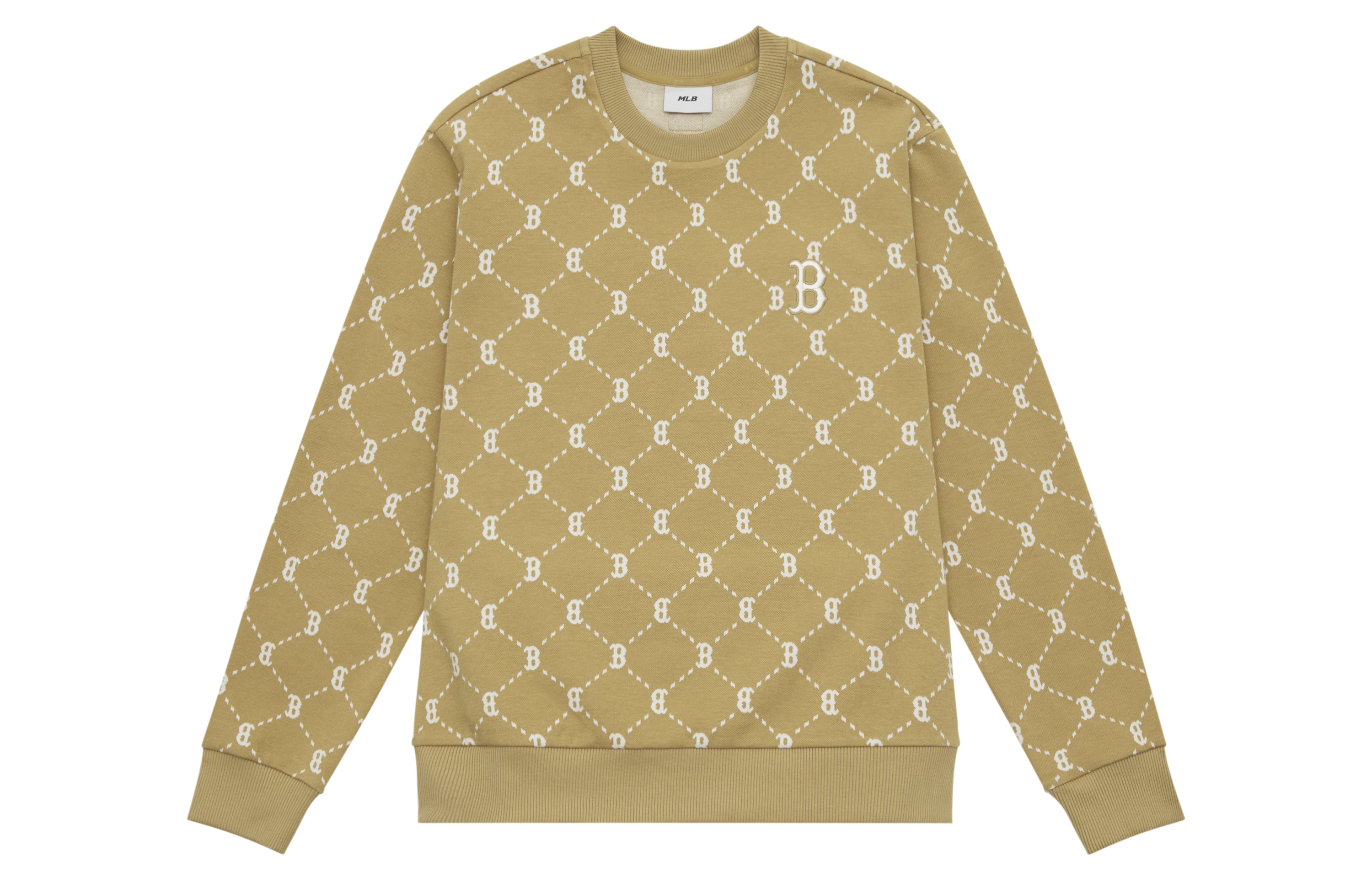 MLB Monogram Boston Red Sox Logo Crewneck Sweatshirt Beige Unisex Casual 24FW 3AMTM1344-43CAS
