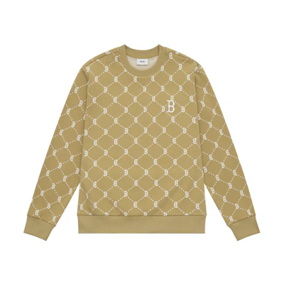 MLB Monogram Boston Red Sox Logo Crewneck Sweatshirt Beige Unisex Casual 24FW 3AMTM1344-43CAS