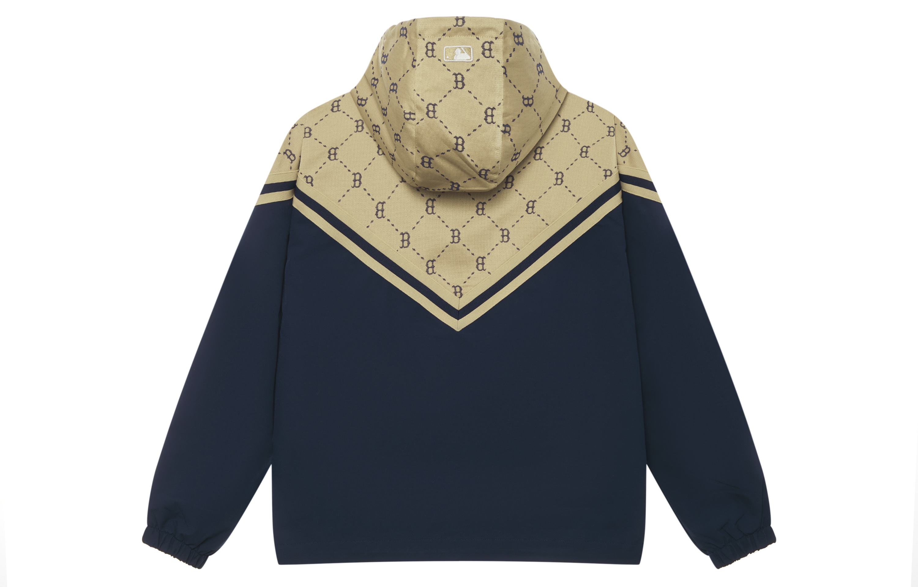 MLB Monogram Boston Red Sox Logo Embroidered Windproof Hoodie Jacket Beige 3AWJM0144-43BGL 圖 3