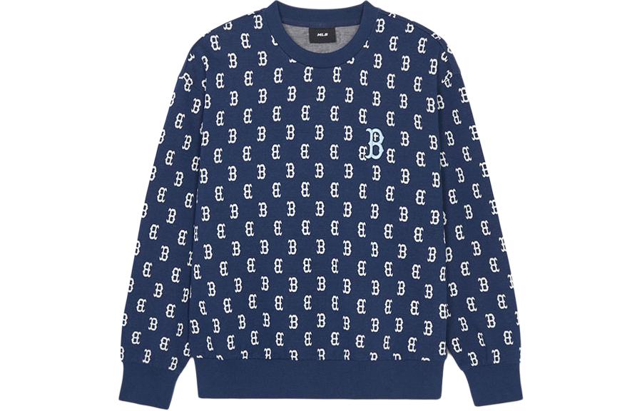 MLB Monogram Boston Red Sox Navy Blue Crewneck Sweatshirt Unisex 3AMTM0241-43NYS