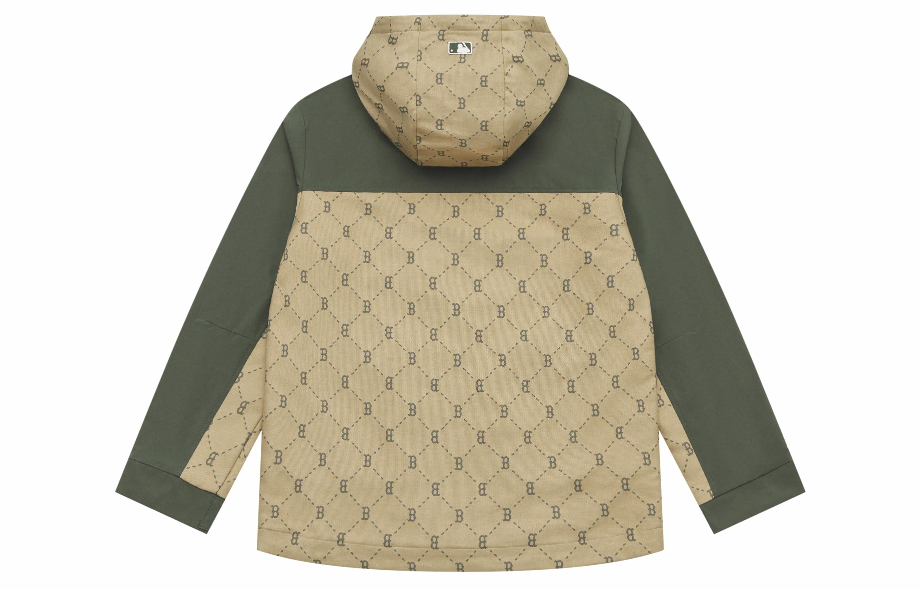 MLB Monogram Boston Red Sox Patch Logo Khaki Windbreaker Hoodie Jacket Unisex. 3AWJM0151-43KAD 圖 3