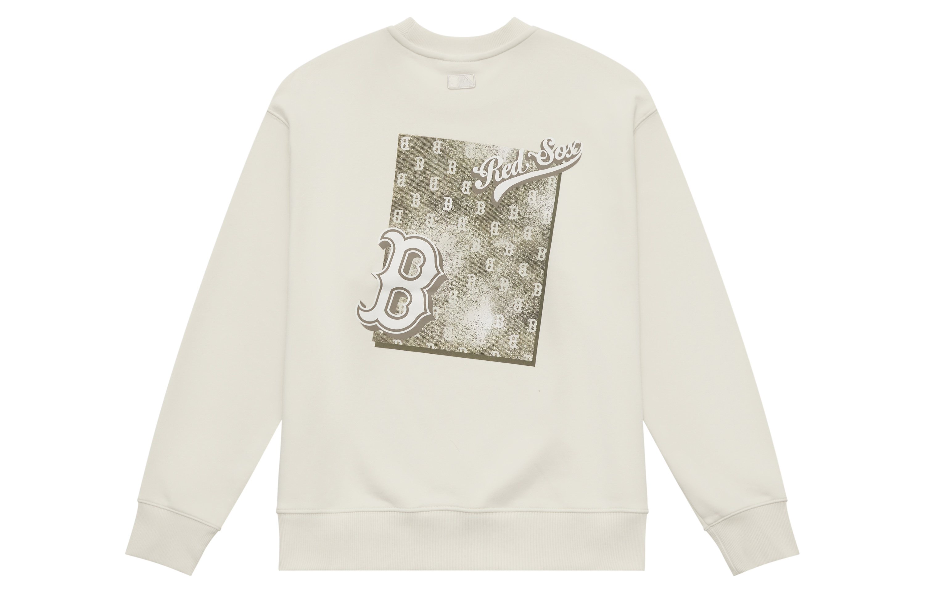 MLB Monogram Boston Red Sox Retro Denim-Style Logo Crewneck Sweatshirt Cream 3AMTM1544-43CRM