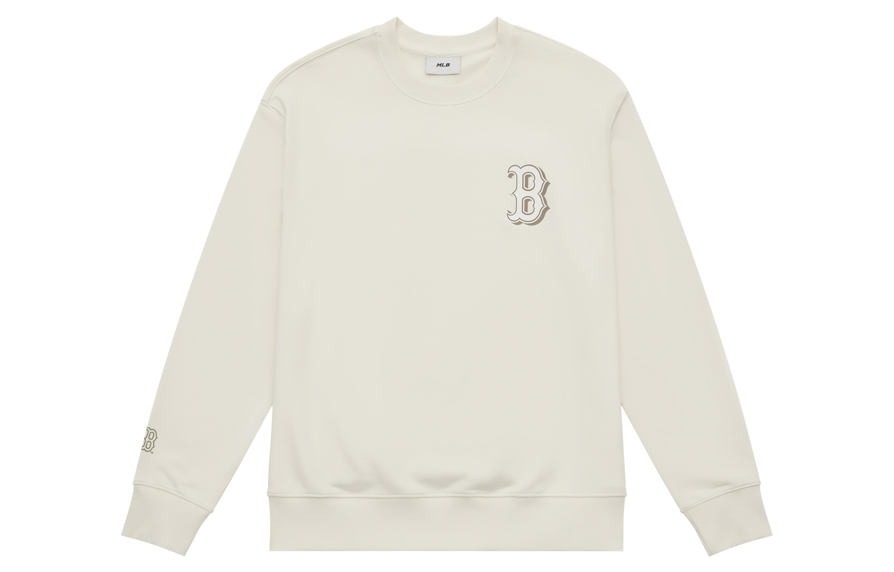 Lookbook MLB 波士頓紅襪復古丹寧風標誌圓領衛衣 米色 3AMTM1544-43CRM