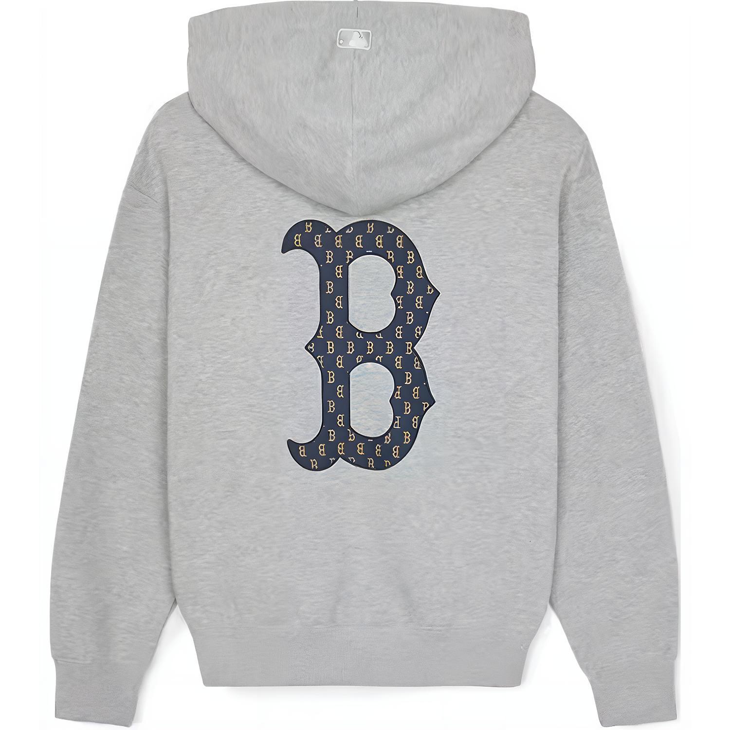 MLB Monogram Boston Red Sox Retro Unisex Hoodie Jacket - Light Grey 3ATRM0544-43MGS 圖 3