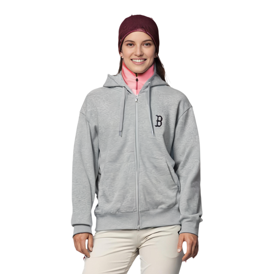 MLB Monogram Boston Red Sox Retro Unisex Hoodie Jacket - Light Grey 3ATRM0544-43MGS 圖 4