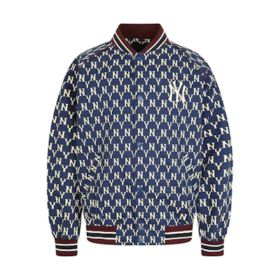 MLB Monogram Collar Bomber Jacket New York Yankees Unisex Navy Back to School 31JPM1011-50N