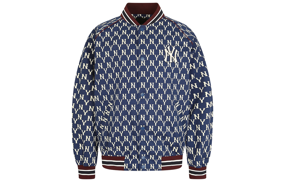 MLB Monogram Collar Bomber Jacket New York Yankees Unisex Navy Back to School 31JPM1011-50N 圖 2