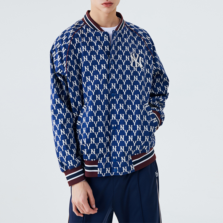 MLB Monogram Collar Bomber Jacket New York Yankees Unisex Navy Back to School 31JPM1011-50N 圖 4