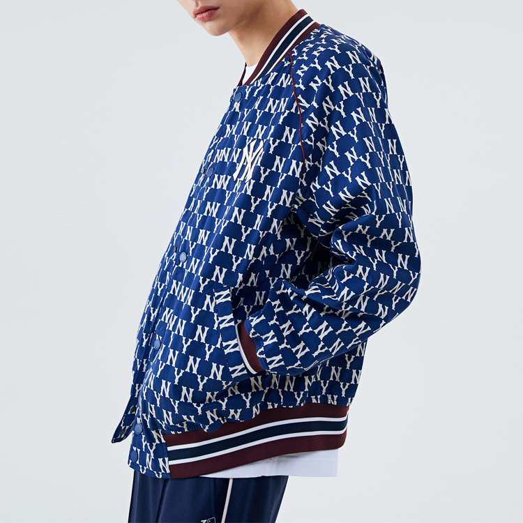 MLB Monogram Collar Bomber Jacket New York Yankees Unisex Navy Back to School 31JPM1011-50N 圖 5