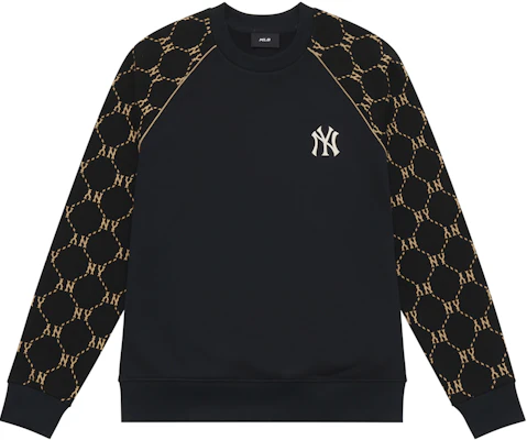 MLB 經典鑽石紋NY洋基隊黑色圓領運動衫 男女適合休閒版型 3AMTM1244-50BKS Order MLB 經典鑽石紋NY洋基隊黑色圓領運動衫 男女適合休閒版型 3AMTM1244-50BKS
