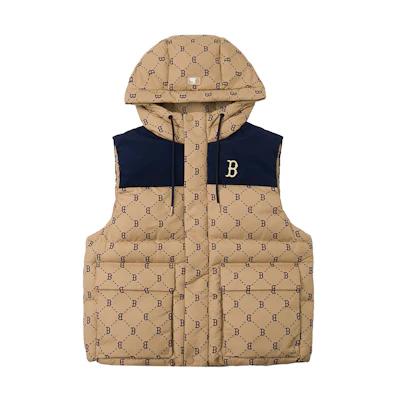 MLB Monogram Down Vest Beige Unisex - Comfortable Loose Fit 3ADVM1046-43BGL