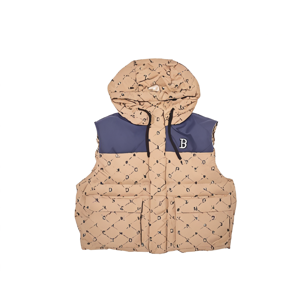 Order MLB Monogram Down Vest Beige Unisex - Comfortable Loose Fit 3ADVM1046-43BGL