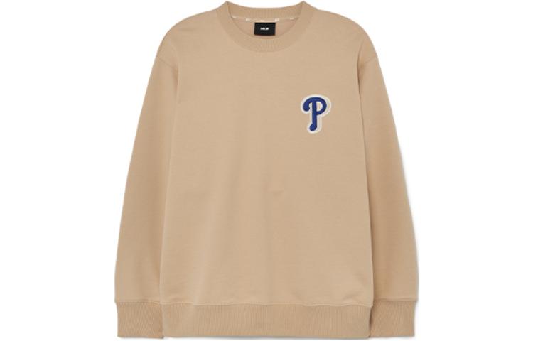 MLB Monogram Embroidered Logo Crewneck Sweatshirt Unisex Light Sand Brown 3AMTM0631-10SAL