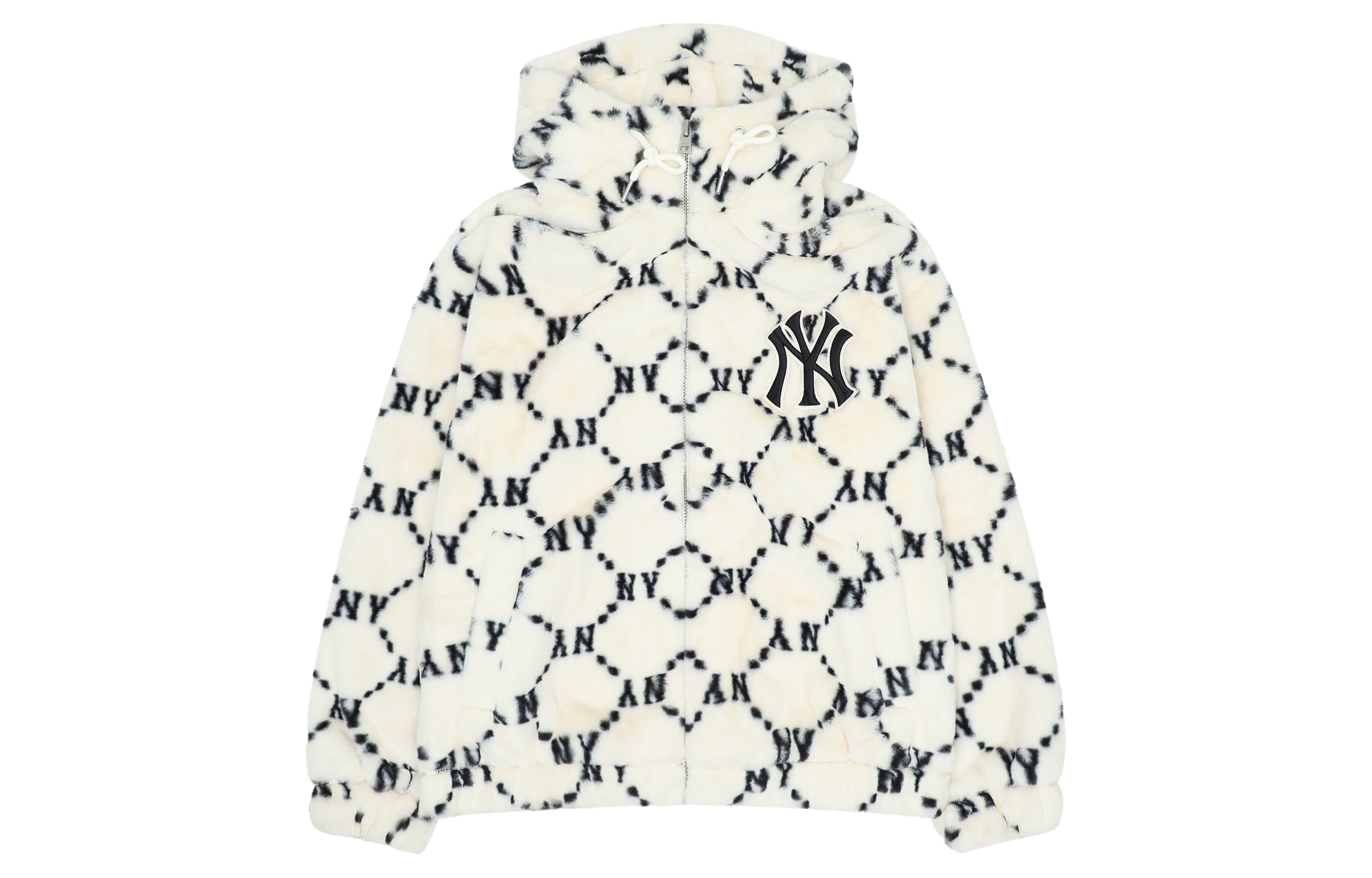 MLB Monogram Fleece Jacket Unisex Cream Color. 3AFDM0226-50CRS