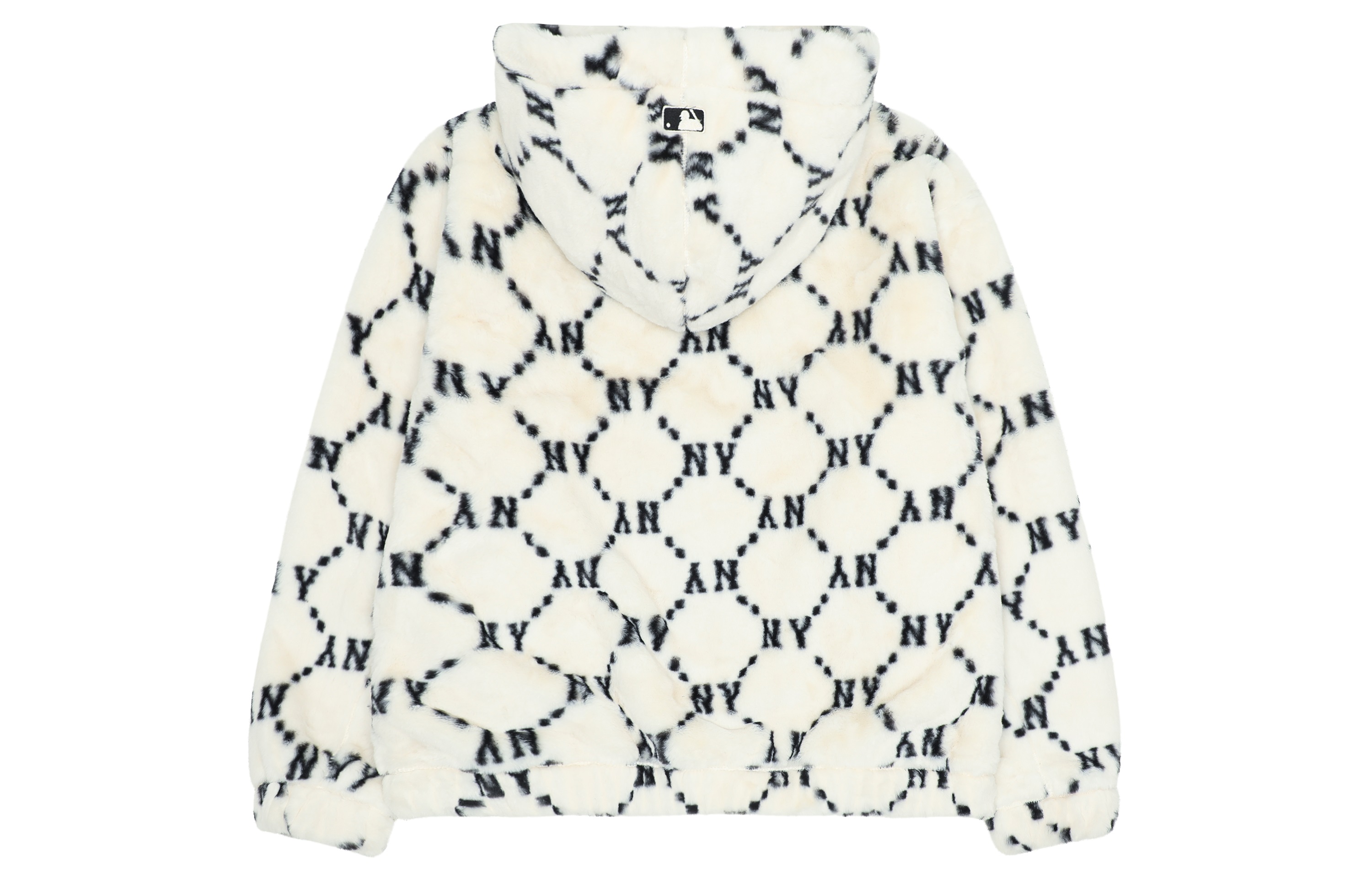 Lookbook MLB 字母圖案中性米色羊毛外套. 3AFDM0226-50CRS