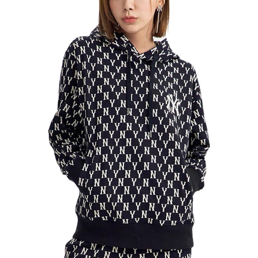 MLB Monogram Full Print Drawstring Zip Hoodie Sweatshirt Unisex Black 3AHDM0224-50BKS 圖 4