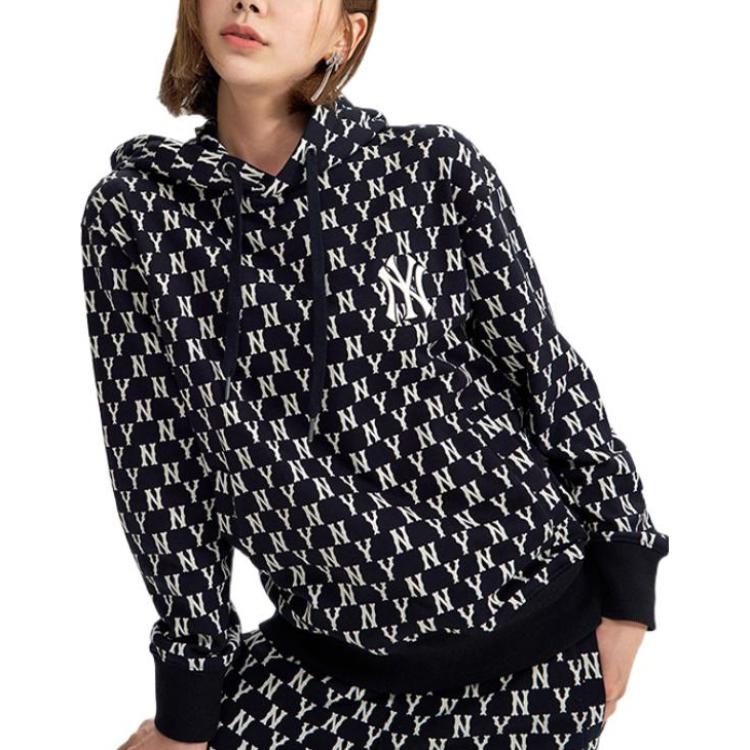 MLB Monogram Full Print Drawstring Zip Hoodie Sweatshirt Unisex Black 3AHDM0224-50BKS 圖 5