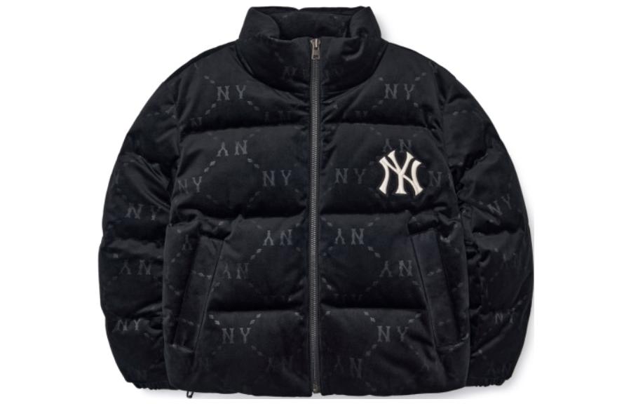 Order MLB モノグラム FW22 ロゴプリント ジップアップ ダウンジャケット ユニセックス 黒 ショート丈 3FDJM0226-50BKS