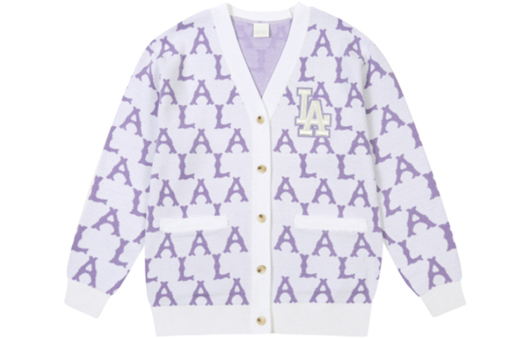 MLB Monogram LA Dodgers Retro Knit Sweater Unisex Purple 31KT03111-07V