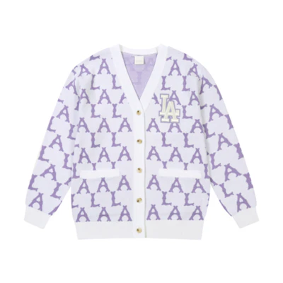 MLB Monogram LA Dodgers Retro Knit Sweater Unisex Purple 31KT03111-07V