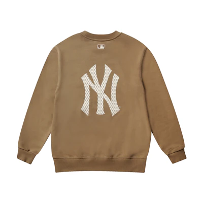 MLB Monogram Logo Print Long Sleeve Khaki Sweatshirt Unisex 31MTM1041-50B