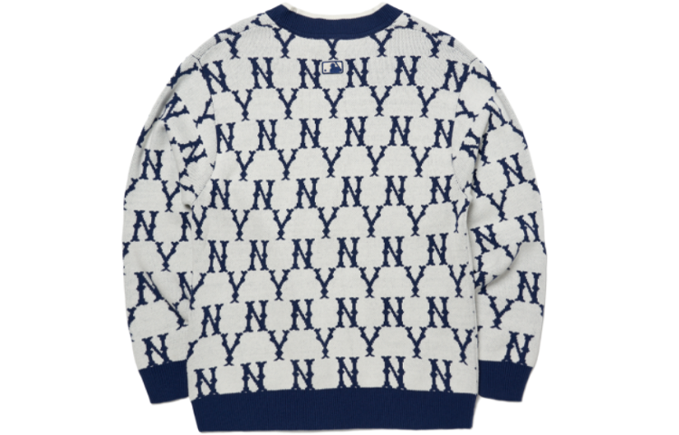 Lookbook Suéter Unisex MLB Logo Monograma Colorblock Azul Blanco. 3AKCM0121-50CRS