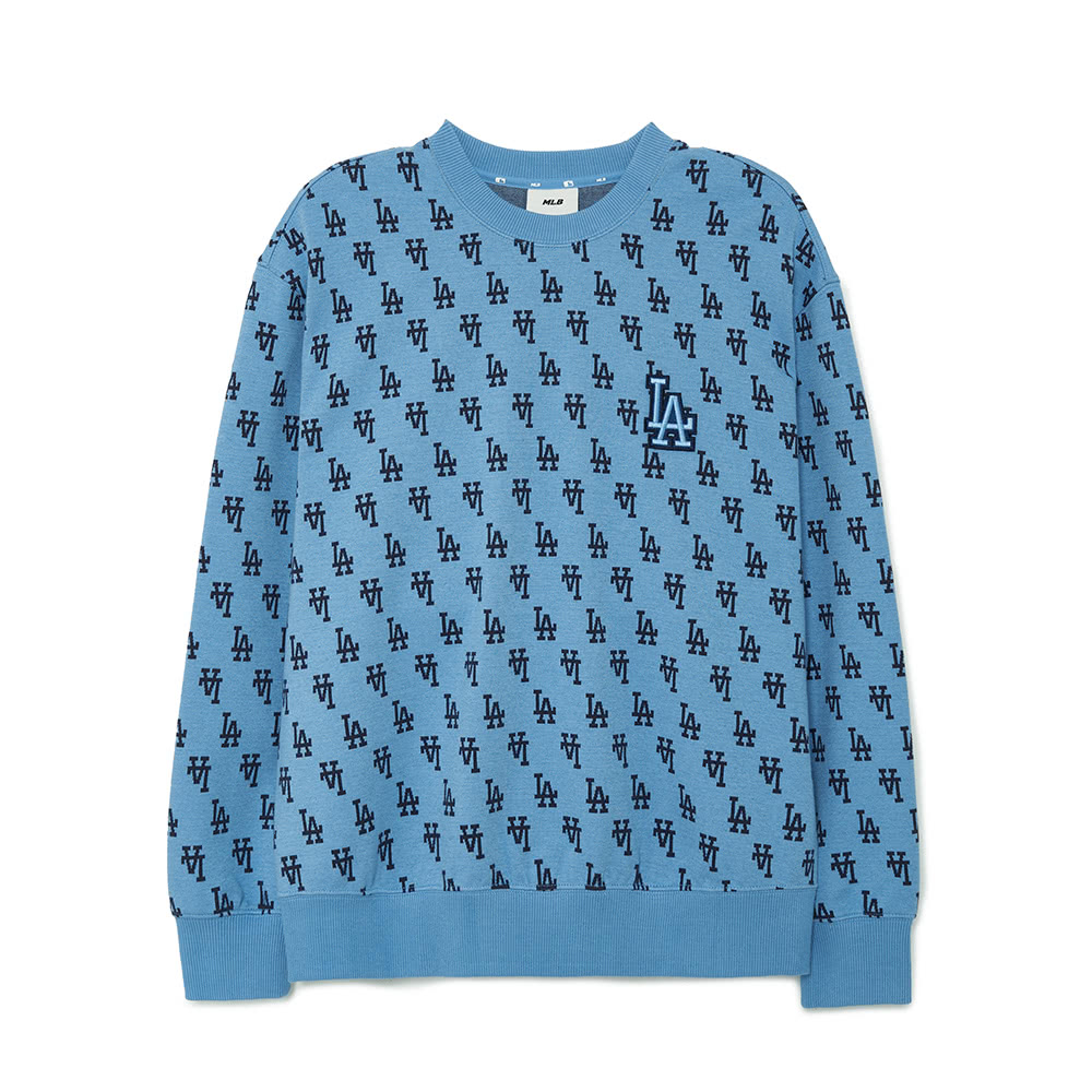 MLB Monogram Los Angeles Dodgers Logo Pullover Sweatshirt in Sky Blue 3AMTM0334-07SBD