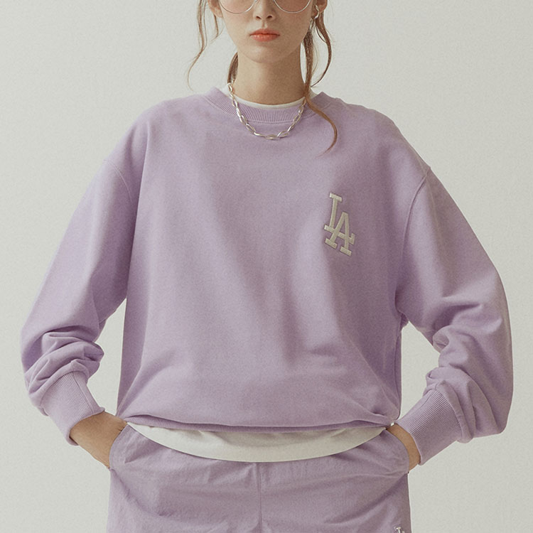 MLB Monogram Los Angeles Dodgers Logo Pullover Sweatshirt Unisex Purple 31MTM2111-07V 圖 4