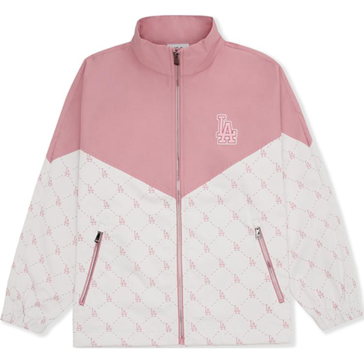 MLB Monogram Los Angeles Dodgers Unisex Soft Pink Casual Long Sleeve Jacket. 3AWJM0341-07PKM