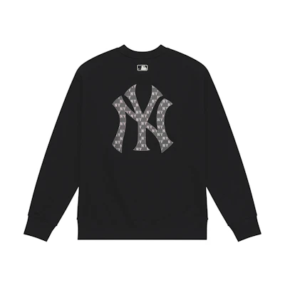 MLB Monogram New York Yankees Black Crewneck Oversized Sweatshirt Unisex 3AMTM0844-50BKS