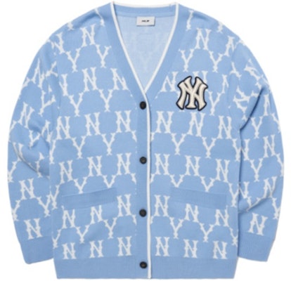 MLB Monogram New York Yankees Colorblock Knit Cardigan Unisex Light Blue 3AKCM0121-50BLL Order MLB Monogram New York Yankees Colorblock Knit Cardigan Unisex Light Blue 3AKCM0121-50BLL
