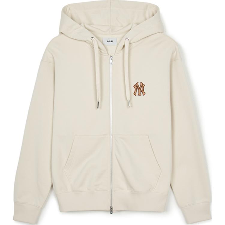 MLB Monogram New York Yankees Cream Retro College Style Unisex Hoodie Jacket 3ATRM0544-50CRD