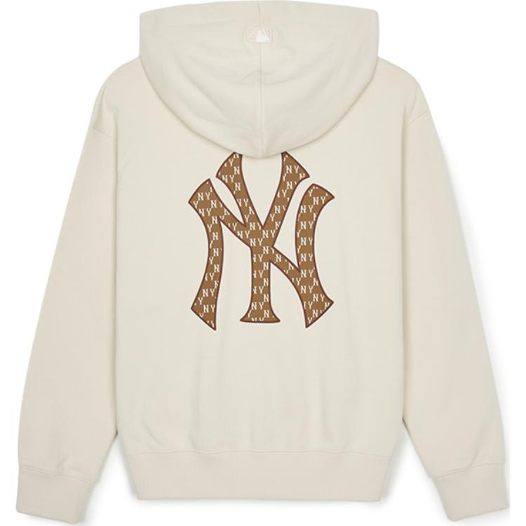 MLB Monogram New York Yankees Cream Retro College Style Unisex Hoodie Jacket 3ATRM0544-50CRD 圖 3